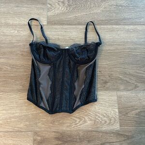 Urban Outfitters corset black bustier corset top lace corset